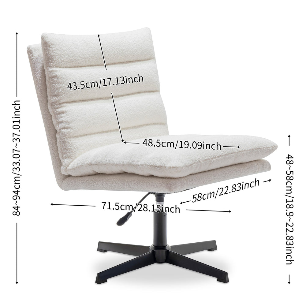 English Elm Beige Teddy Swivel Accent Chair 360° Plush Mid-Century Lounge Chair Armless Wide Curved Supportive W1164P239087