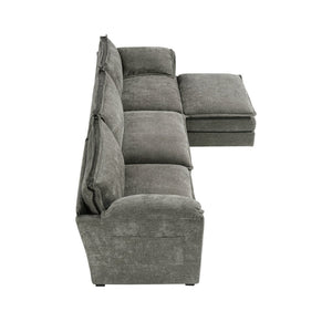English Elm 107-inch Modular L-shaped Sectional Sofa with Velvet Upholstery and Built-in Storage Aqua French Bulldog W3480S00002