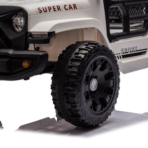 English Elm 24v Kids Ride on Car with Parental Remote Four Wheel Suspension Led Lights Bluetooth White W1578P235083
