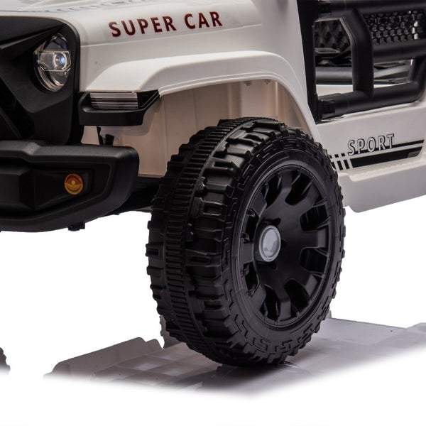 English Elm 24v Kids Ride on Car with Parental Remote Four Wheel Suspension Led Lights Bluetooth White W1578P235083