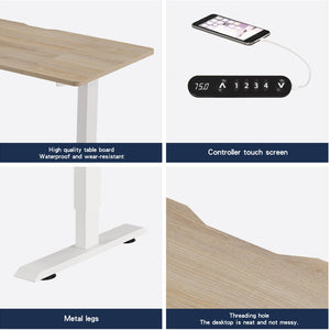 English Elm 48"×24" Electric Height Adjustable Standing Desk with Memory Presets for Modern Home Office Oak W614P376246