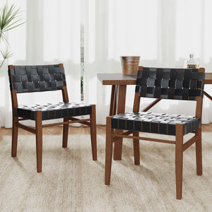 English Elm Christopher Knight Home® - DINING Modern Industrial PU Leather Dining Chair Set of 2 with Rubberwood Frame, Nailhead Trim, Durable Black 74688.00BLK