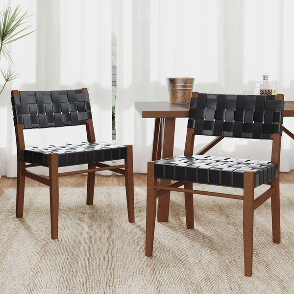 English Elm Christopher Knight Home® - DINING Modern Industrial PU Leather Dining Chair Set of 2 with Rubberwood Frame, Nailhead Trim, Durable Black 74688.00BLK