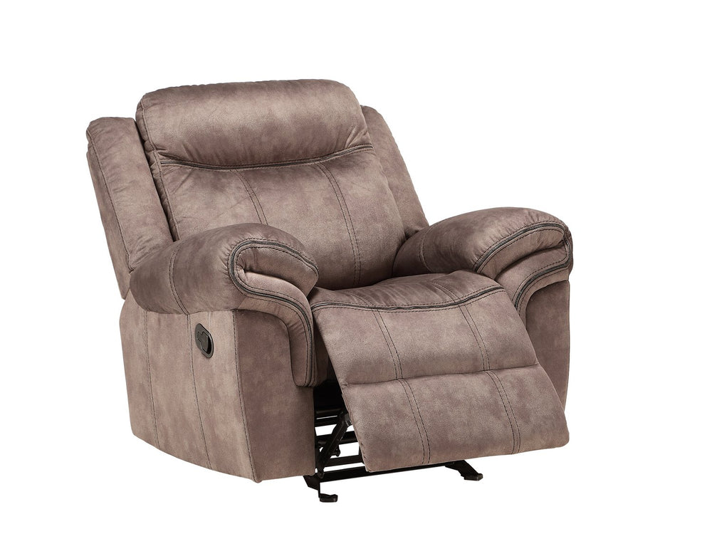 English Elm Zubaida Velvet Glider Recliner with Tufted Tight Back, Pocket Coil Seat & Pillow-Top Arms, 65" Chocolate 41 L x 31 W x 26 H B2726P253083