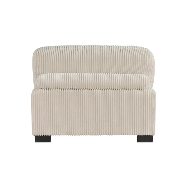 English Elm 1Pc Modular Armless Chair - Plush Beige Corduroy Upholstery With Supportive Lumbar Pillow & Plywood Frame B011P220636