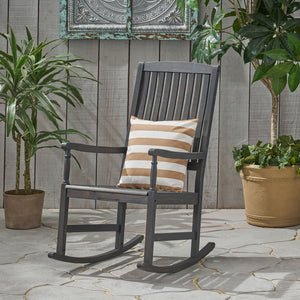 English Elm Christopher Knight Home® - Acacia Outdoor Porch Rocking Chair – Durable Acacia Hardwood, Rustic Slat Design, Smooth Rocking Motion DARK GREY 65490.00DGRY