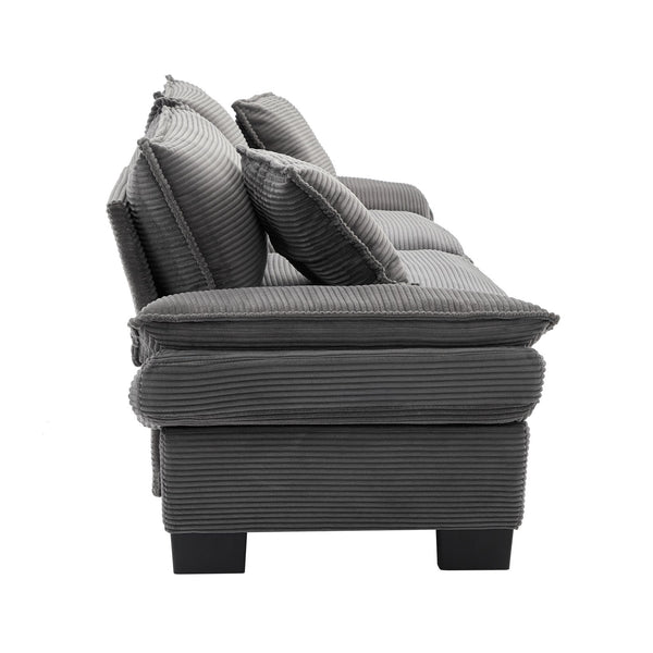 English Elm Corduroy Stylish Sleeper Sofa Loveseat with Dual-Layer Cushions & Two Support Pillows, Sturdy Frame Grey W676P184143