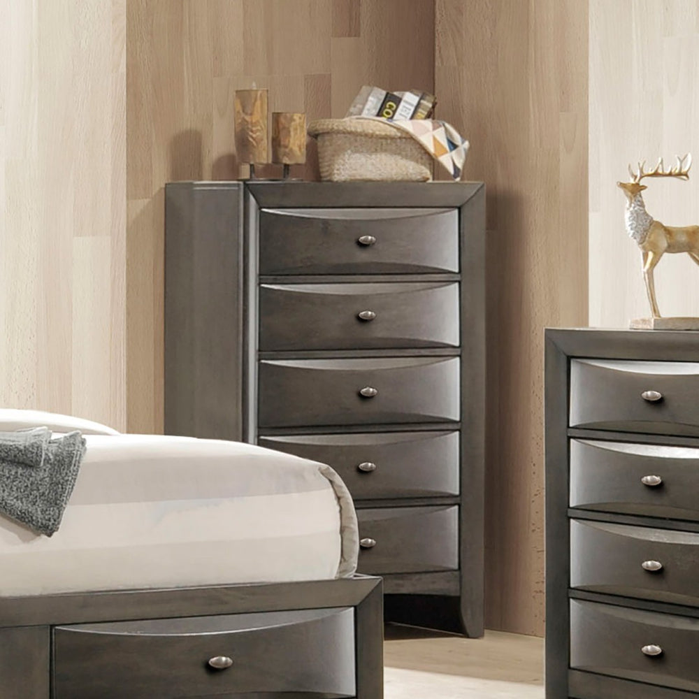 English Elm Transitional White Chest Solid Wood Dovetail Drawers Nickel Pulls Bedroom Storage B2741P372200