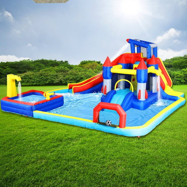 English Elm 10 in 1 Inflatable Backyard Water Park with Slide Bounce Zone Climbing Wall Pool W167790000
