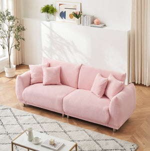 English Elm 86.6 Inch Plush Teddy Fleece Three Seat Sofa with Pillows for Cozy Apartment Living W1658P329063