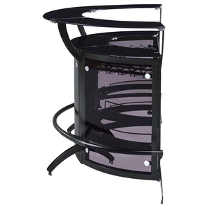 English Elm Elaina Curved Freestanding Home Bar with Smoked Acrylic Panels and Stemware Rack B062S01725