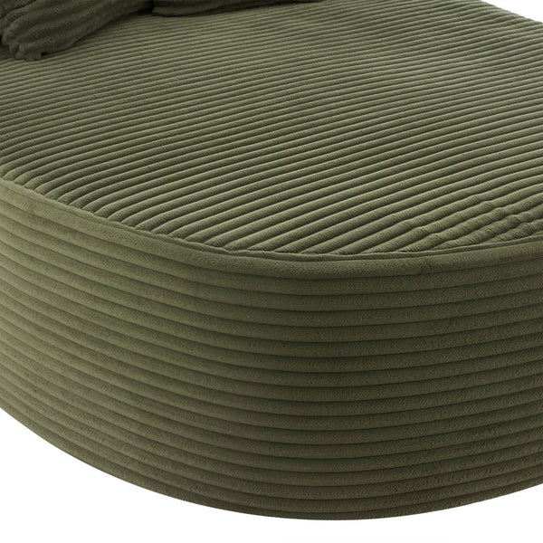 English Elm Modern Chaise Lounge Sofa oversized corduroy chaise with high-density foam, spring support & pillows Green N719P329129F