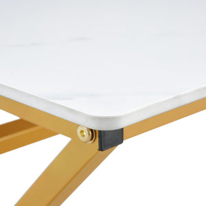 English Elm A Sintered Stone Top Coffee Table with Golden X Legs for Modern Living Rooms W1151P154282