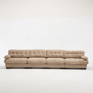 English Elm Modular Cloud Sectional Sofa Flannelette Upholstered Deep Seat with Plush Round Armrests Light Brown W2120S00042