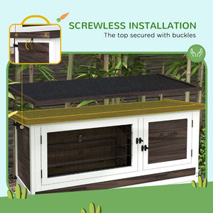 English Elm Pawhut 2-Tier Rabbit Hutch With Easy Access & Weather Protection, Perfect Outdoor Home For Pets! W2225P200694-GIGA