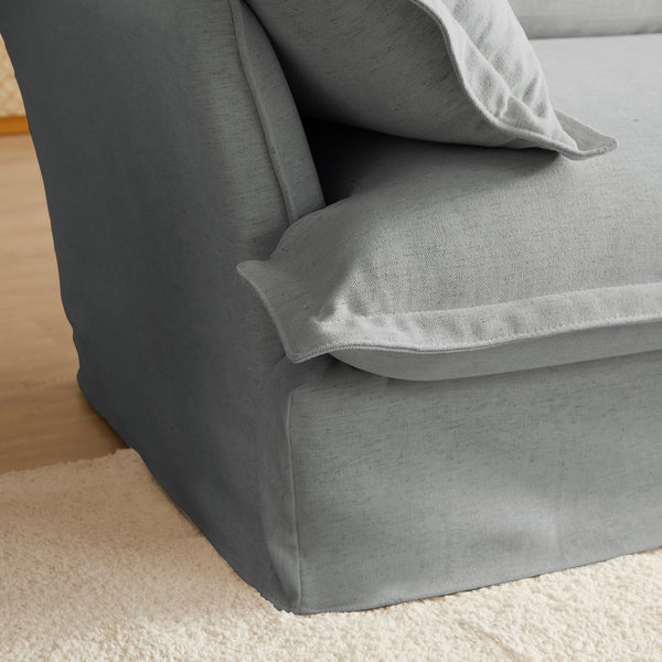 English Elm 87.4'' Modern Comfy Upholstered Sofa Cloud Couch with Deep Seats, Removable Covers, Plush Pillows, Grey W2357P254994