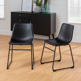 English Elm Walker Edison - Industrial Faux Leather Dining Chairs, Set Of 2 - Black