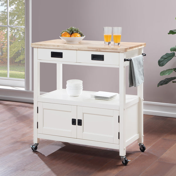 OSP Home Furnishings Radford Kitchen Cart White White
