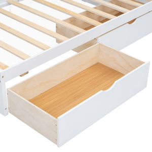 English Elm Twin Twin Size Daybed with USB Charging, Two Storage Drawers & Shelves, Sturdy MDF Frame, 300lb Capacity White GX000396AAK