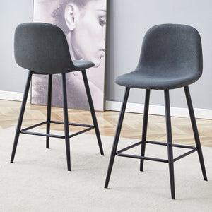 English Elm Modern Quilted Pu Leather Barstools Set of Two with Black Metal Legs for Kitchen Islands W1151P242028