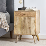 Christopher Knight Home® - Noble House - Lytle Boho Handcrafted Mango Wood Nightstand With Storage, Natural