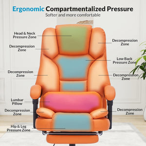 English Elm Office Reclining Executive Chair Pu Leather High Back Swivel with Lumbar Support Orange W5201P418254
