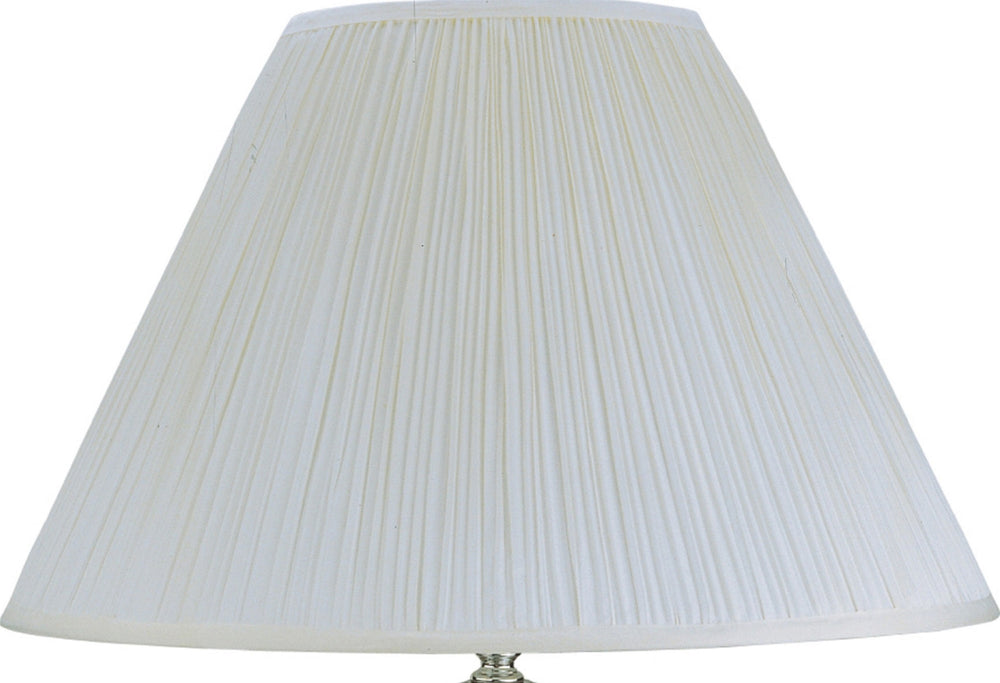 English Elm 1pc Elegant Crafted Table Lamp with Glossy Base and Metallic Accents, Pleated Shade, Modern Glow Ivory 23.62 L x 17.91 W x 17.64 H B2741S00035