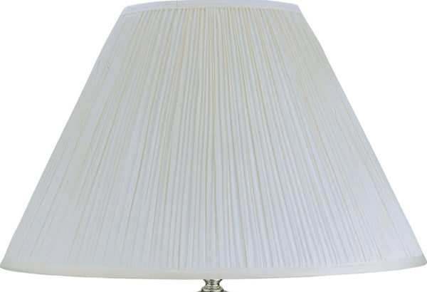 English Elm 1pc Elegant Crafted Table Lamp with Glossy Base and Metallic Accents, Pleated Shade, Modern Glow Ivory 23.62 L x 17.91 W x 17.64 H B2741S00035