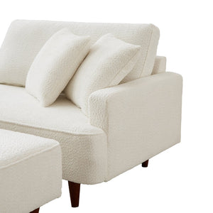 English Elm Indoor Boucle Chaise Lounge with Detachable Ottoman Convertible Daybed Bedroom Reading Nook White W5515P438693
