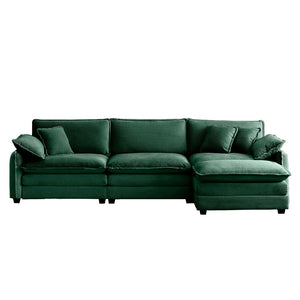 English Elm Oversize L-Shaped 3-Seater Sectional Sofa In Green Corduroy With Ottoman For Stylish Living Spaces W714S00737-GIGA