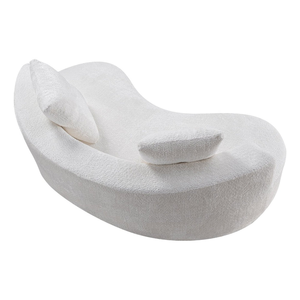 English Elm 79.5" Boucle Floor Sofa Seats Three with Cloud Soft Foam Core and Two Accent Pillows Cream White W5515P443753