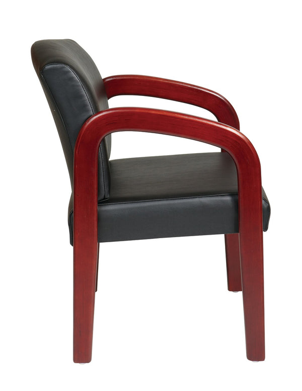 OSP Home Furnishings Cherry Wood Visitor Chair with Lumbar Support and Foam Padding for Office Reception Areas WD387-U6
