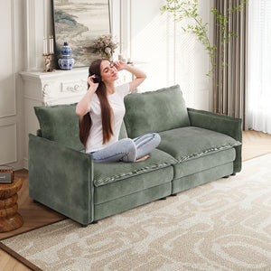 English Elm Corduroy Loveseat Sofa Couch - Cozy 2-Seat Upholstered Design With Deep Cushions & 2 Pillows W834S00412