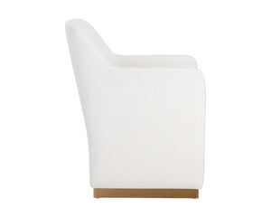 Sunpan JAIME Dining Armchair - Luxurious Fior Vanilla Upholstered Chair with Gold Base for Modern Elegance 110833