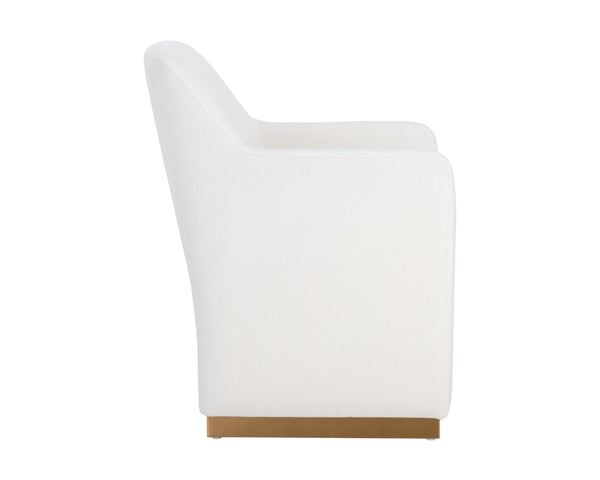 Sunpan JAIME Dining Armchair - Luxurious Fior Vanilla Upholstered Chair with Gold Base for Modern Elegance 110833