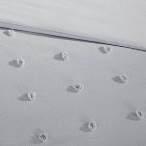 JLA Home Urban Habitat - Cotton Brooklyn Cotton Jacquard Duvet Cover Set with Tufted Chenille Dots, Quilted Euro Shams and Pillows Grey UH12-2163