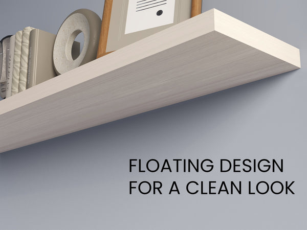 English Elm Greer Floating Shelf Melamine - Modern Minimalist Wall-Mounted 47.3" x 9.8" White Washed Oak Finish Multicolor 47.2 L x 10.2 W x 3.5 H B128P375308