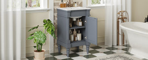 English Elm 18-Inch Modern Bathroom Vanity with Sink Compact Retro Design Durable MDF & Solid Wood Legs Storage-Friendly Gray N710P257401E