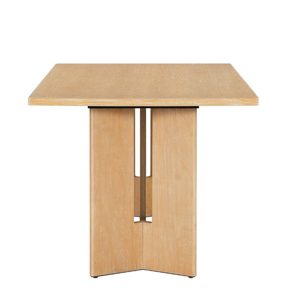 English Elm Trexm Farmhouse Six Seat Dining Set Oak Veneer Distressed Table Upholstered Chairs Natural Wood Wash ST000153AAD