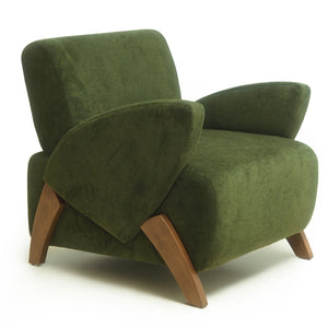 English Elm Lounge Accent Chair Velvet Upholstered Seat with Birch Legs for Compact Living Spaces Dark Green W2901P463303