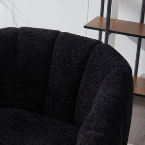 English Elm 3-Piece Chenille Small Living Room Furniture Set with Metal Legs, Channel Tufted Sofa and Loveseat Set Black W3118S00018