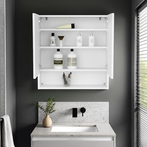 English Elm Hickory Double Door Wall Cabinet White Finish Slim Bathroom Bedroom Storage B092P390612