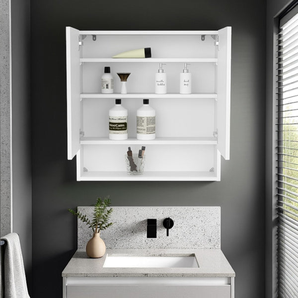 English Elm Hickory Double Door Wall Cabinet White Finish Slim Bathroom Bedroom Storage B092P390612
