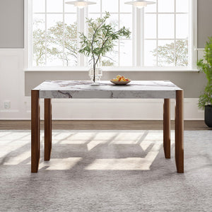 English Elm 46.5" Modern Faux Marble Dining Table with Sturdy Wood Legs, 300lb Capacity, Easy-Clean Surface N752P348511K
