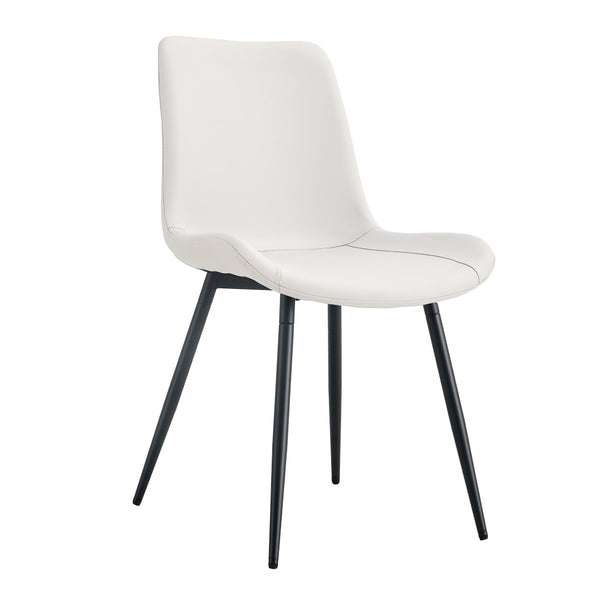 English Elm White Faux Leather Dining Chairs Set of Six with Black Metal Legs Modern Kitchen Seating W1151P180076
