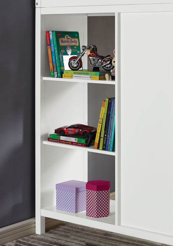 English Elm Transitional Twin Loft Bed With 8 Drawers, 3 Shelves, Workspace, Sturdy Wood Frame In White Finish B2741S00328-GIGA