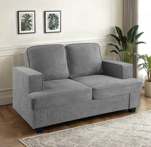 English Elm Modern Velvet Loveseat with Deep Seating and High-Density Foam, Loose Back Cushions, Wide Arms, Stylish Living Sofa for Home 93 Grey B2735P292321