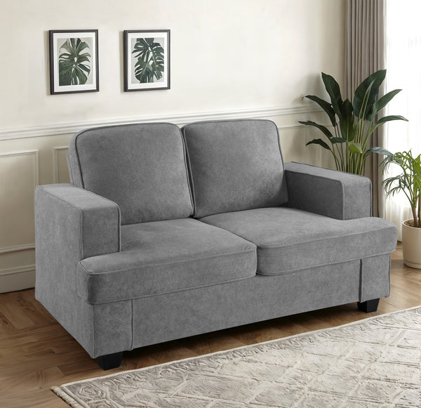 English Elm Modern Velvet Loveseat with Deep Seating and High-Density Foam, Loose Back Cushions, Wide Arms, Stylish Living Sofa for Home 93 Grey B2735P292321