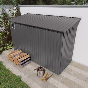 English Elm 4x9 Ft Galvanized Steel Lean-to Outdoor Storage Shed with Vented Sloped Roof and Windows W3213P417563