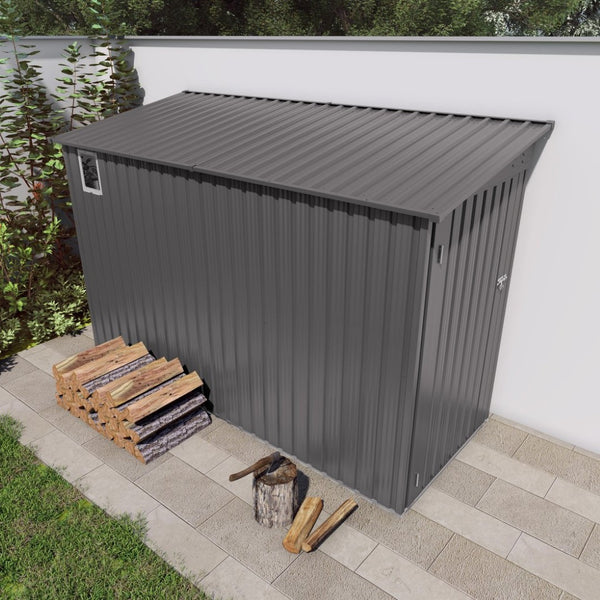 English Elm 4x9 Ft Galvanized Steel Lean-to Outdoor Storage Shed with Vented Sloped Roof and Windows W3213P417563